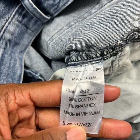 Pacsun Mens Stacked Skinny Jeans Blue Denim Slim Fit Stretch Zip Up Size 31 x 32 - Picture 8 of 10